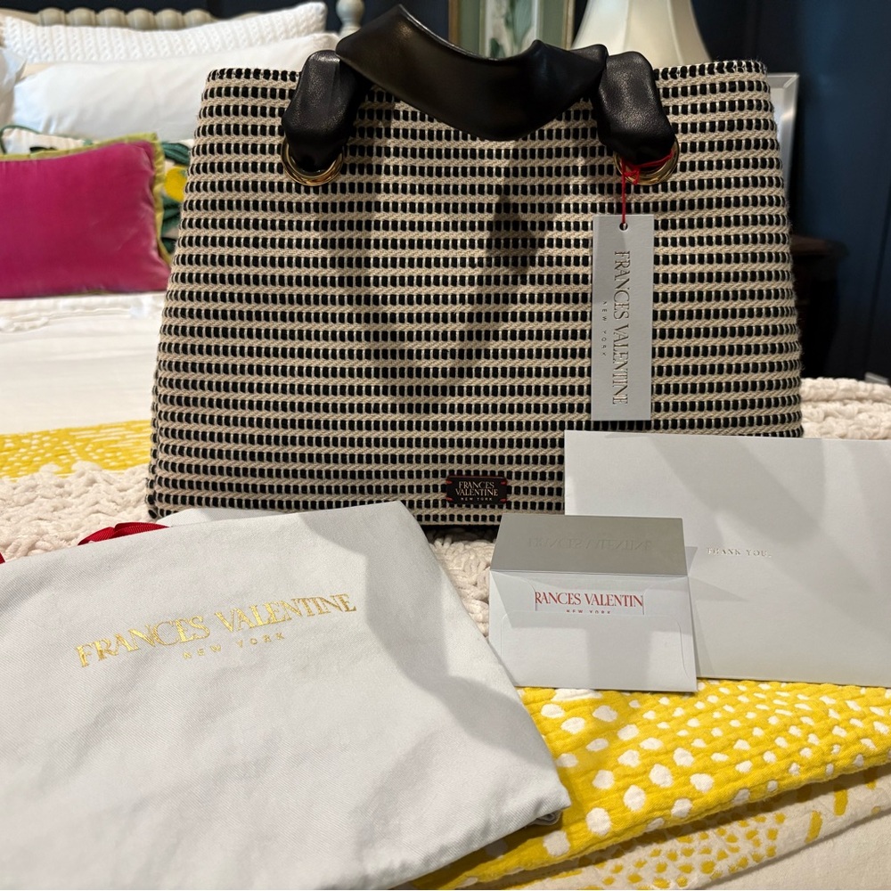 Frances Valentine Black and Oyster Checked Print Bag